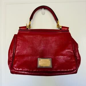 Dolce and Gabbana Miss Sicily Top Handle Bag Red Patent Leather